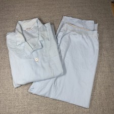 Vintage JC Penny Mens XL Long Sleeve PJ Pajama Set Retro Light Blue