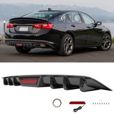 For Chevrolet Malibu Carbon Rear Bumper Diffuser Spoiler Lip W Led Brake Light