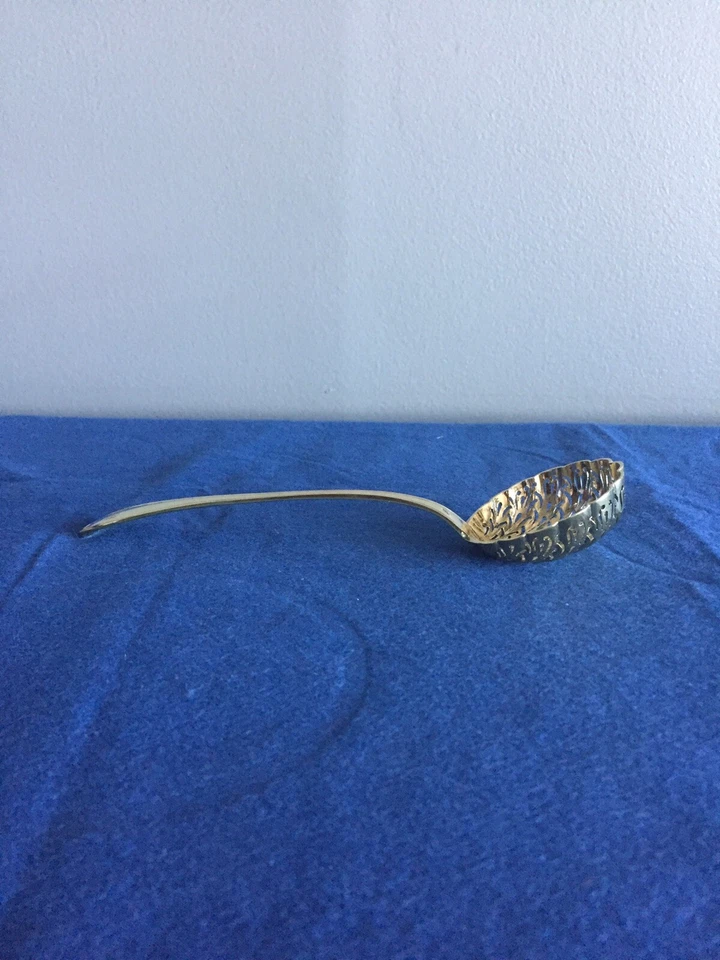 ANTIGUO TAMIZ DE AZÚCAR FRANCÉS .950 PLATA LOUIS ISIDORE ANGEE PARÍS ORO VERMEIL Foto 4 de 4