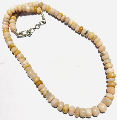 Pink Opal Rondelle Beaded Strand for Everyday Wear, Opal Handmade Necklace 19''