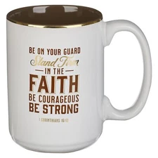 Mug-Stand Firm In The Faith (1Corinthians 16:13)-White/Brown (14 Oz) (MUG941)