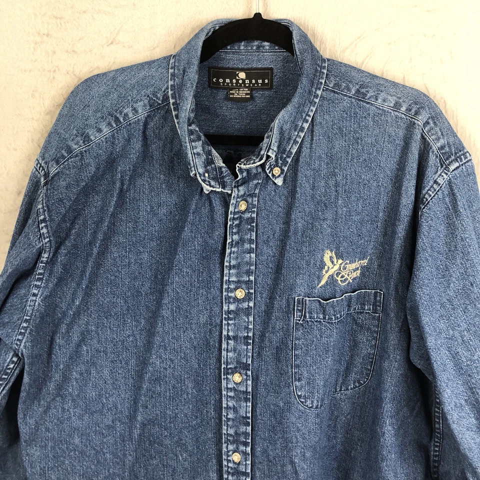 Consensus Denim Shirt Mens XLT Blue Ranch Relaxed Outdoor Workwear Chore - Image 2 of 4