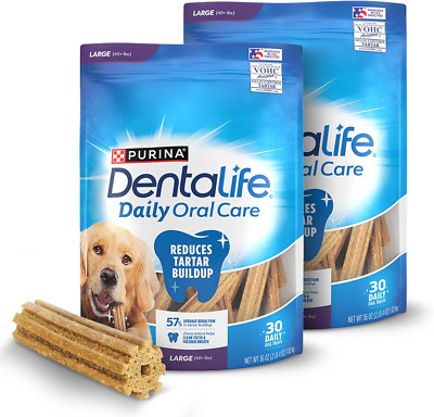 Daily Oral Care Dog Treats for Large Dogs 40 plus lbs., Chewy Dental Treat to Fr