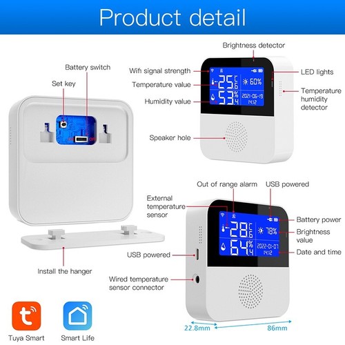 WiFi Tuya Smart Aquarium Water Temperature Detector Thermometer Humidity Meter - Picture 2 of 9