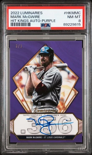 2022 Topps Luminaries #HKMMC Mark McGwire PSA 8 NM-MT Auto 3/3 Cardinals 
