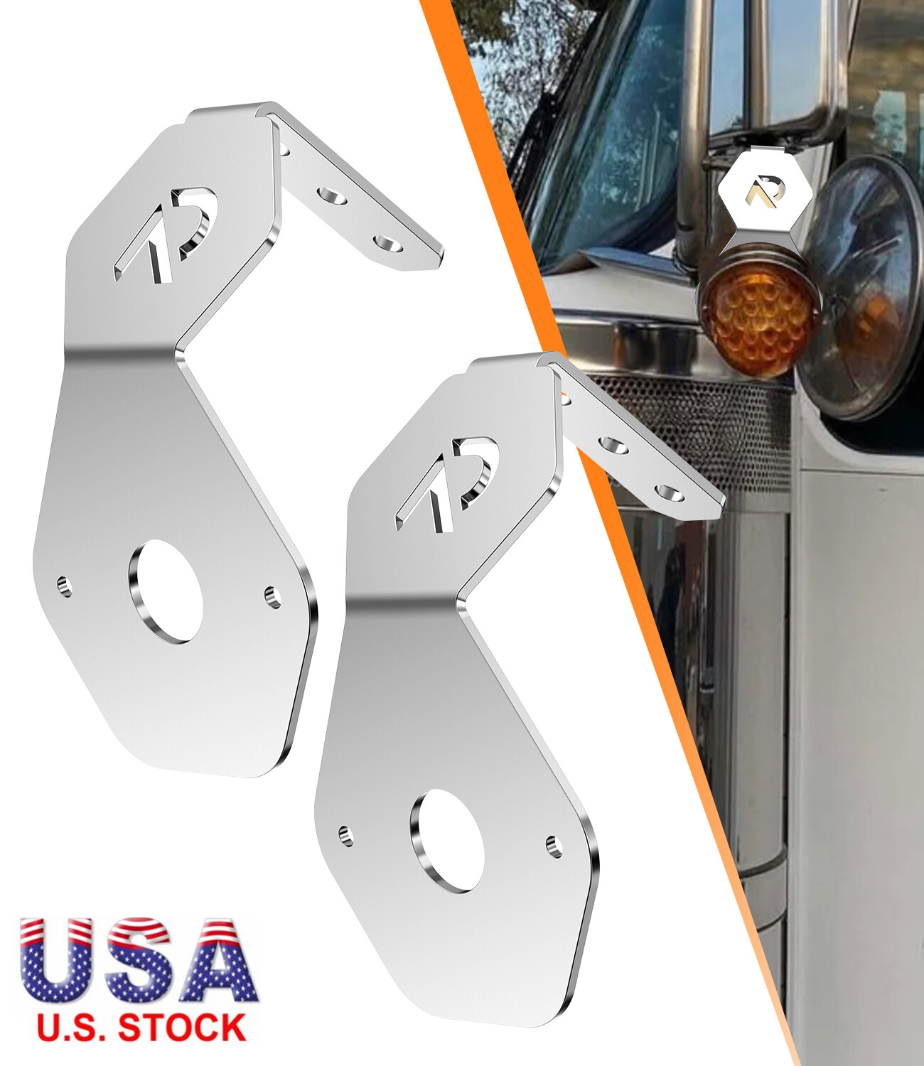 2PCS Turn Signal Light Mirror Mount Watermelon L-Bracket Only For Semi Tractors