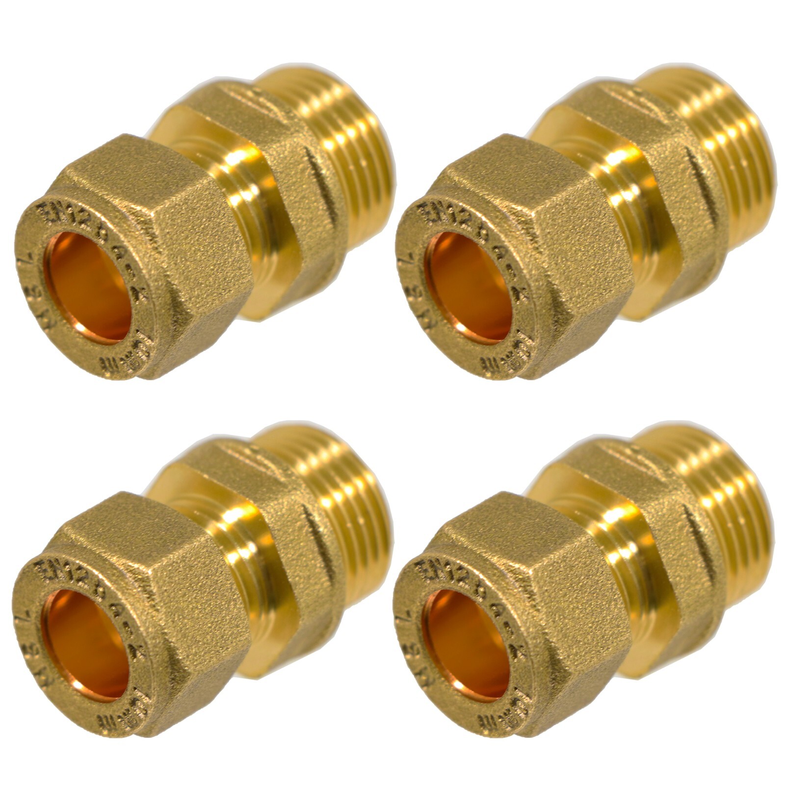 Compression Connector 10mm 3/8"" BSP Male Straight Brass Pipe Coupler Adaptor x 4