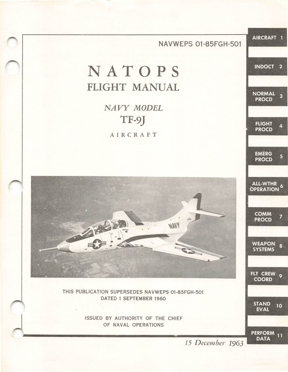 Grumman TF-9J Cougar NATOPS 1963 Flight Manual Pilot s Handbook