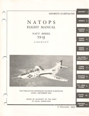 Grumman TF-9J Cougar NATOPS 1963 Flight Manual Pilot s Handbook