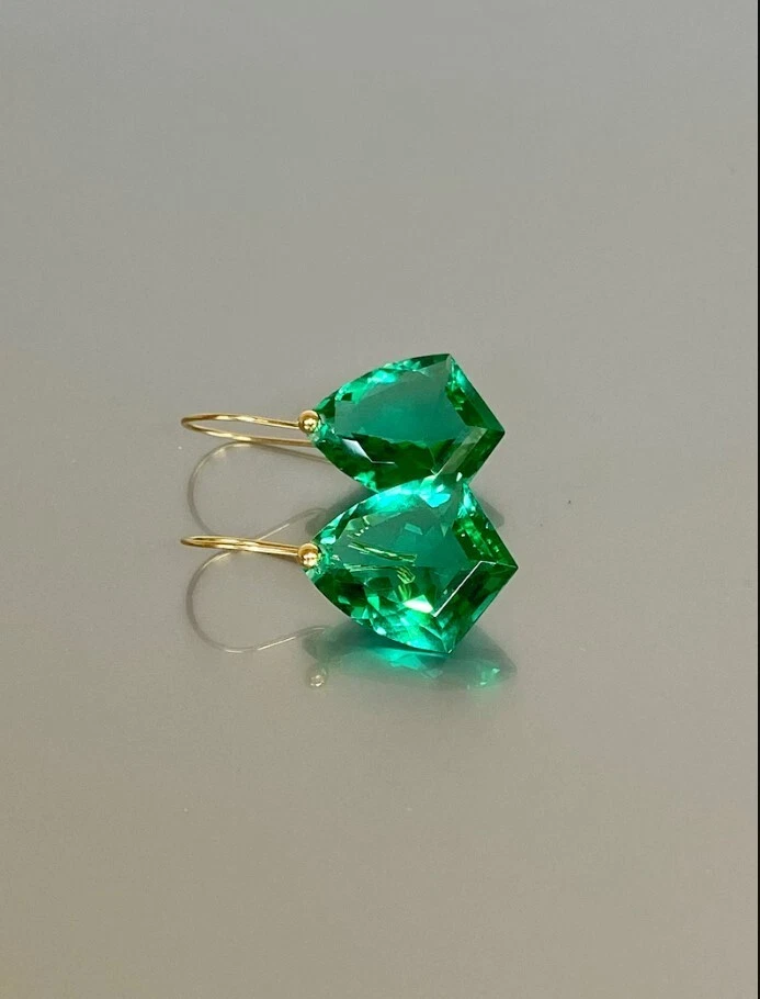 Smeraldo Quarzo Orecchino,Verde Goccia & Pendente Kite Orecchini,925 Argento - Immagine 3 di 4