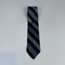 Pavone 100% Silk Men’s Neck Tie Made In Italy Grey Black Striped
