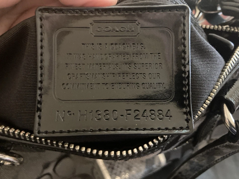 Y2K Coach F24884 Sig Stripe Monogram Black Python Stripe Satchel Bag Purse - Image 3 of 4