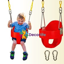 Toddler Swing Baby Outdoor High Back Full Bucket 330lb Capacity w/ Chains, Red