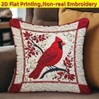 Red Cardinal Bird Pillow Cover 2D Flat Autumn Winter Home Decor Pillow Case