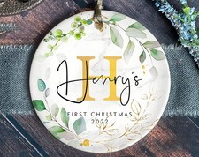 Baby's First Christmas Ornament, Personalized First Christmas Baby Boy Orname...