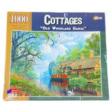 Cottages "Old Woodland Canal" 1000 Piece Puzzle 18" x 25" 2014 USA Made NEW