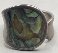 Abalone Inlay Bypass Sterling Silver Ring Size 5.5 5.5g 