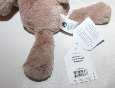 Jellycat Tiny Smudge Elephant with Tags Plush and A Tag Protector
