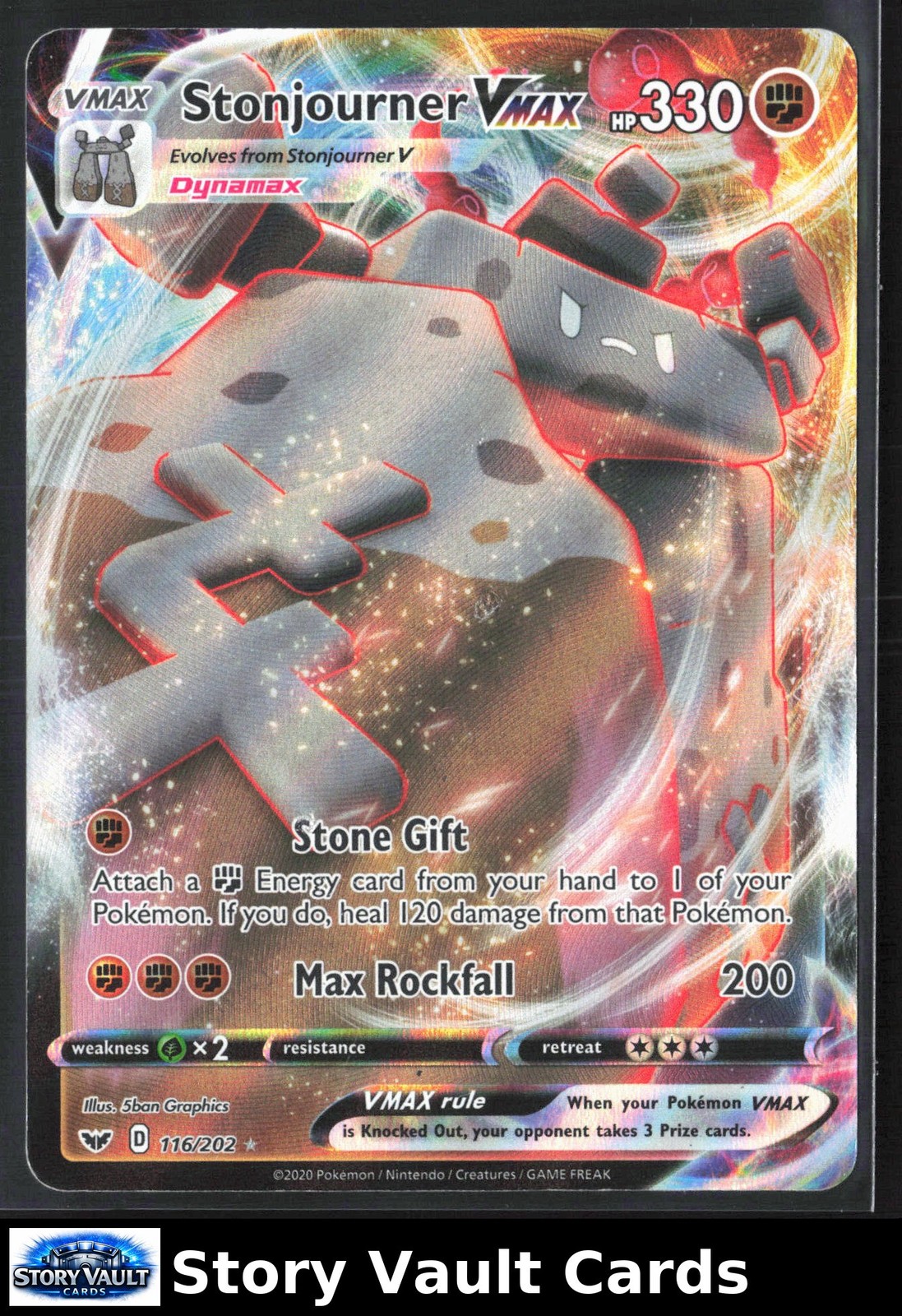 2020 Pokémon TCG SWSH01: Sword & Shield Base Set #116/202 Stonjourner VMAX