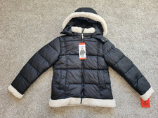 Sam Edelman girls' youth puffer jacket sherpa trim MEDIUM 10/12 black
