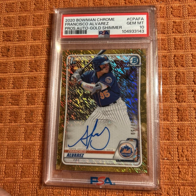 2020 Bowman Chrome Francisco Alvarez 1st Auto Gold Shimmer 25/50 PSA 10 #CPA-FA