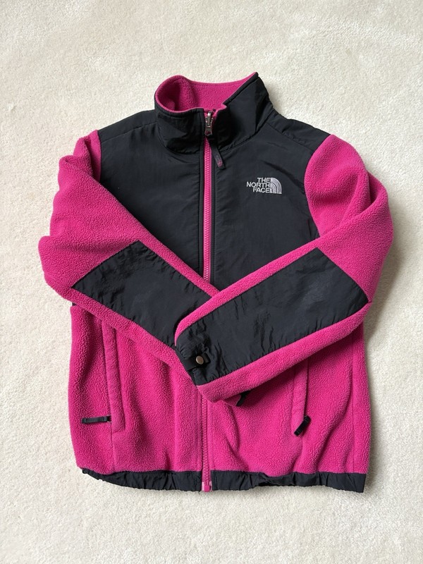 Girls The North Face Fleece Colorblock Jacket Pink Black Zip MEDIUM (10/12)