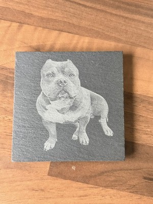 Personalisierte Schiefer Untersetzer mit Haustier Gravur - Denkmal, Geschenk für Tierliebhaber