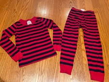 Boys Hanna Andersson Red Black Striped Winter PJs Pajamas Longalls Size 110 5