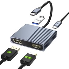 USB to HDMI and DisplayPort Adapter, 4K 60Hz Dual Monitor Adapter for Dell/H...
