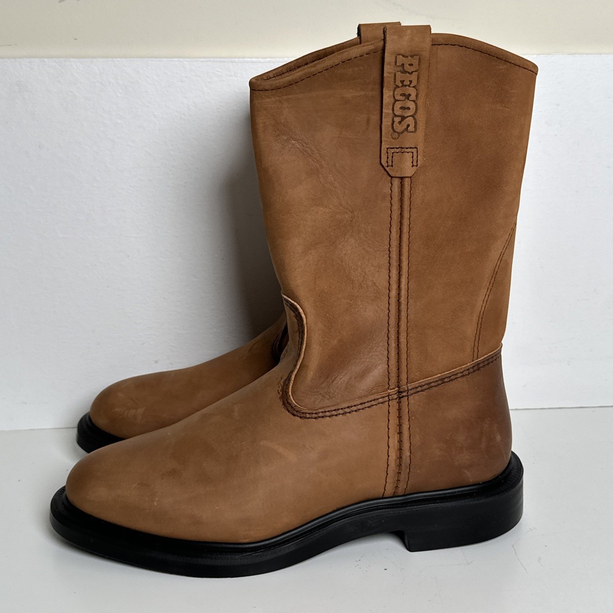 Red Wing 1105 Pecos Leather Work Boots Soft Toe Men's 8 EEE Tan