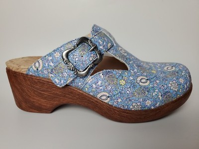 Alegria Selina Smooth Jazz Blue Floral Clogs Women's EU 36 US 6 6.5 Leather