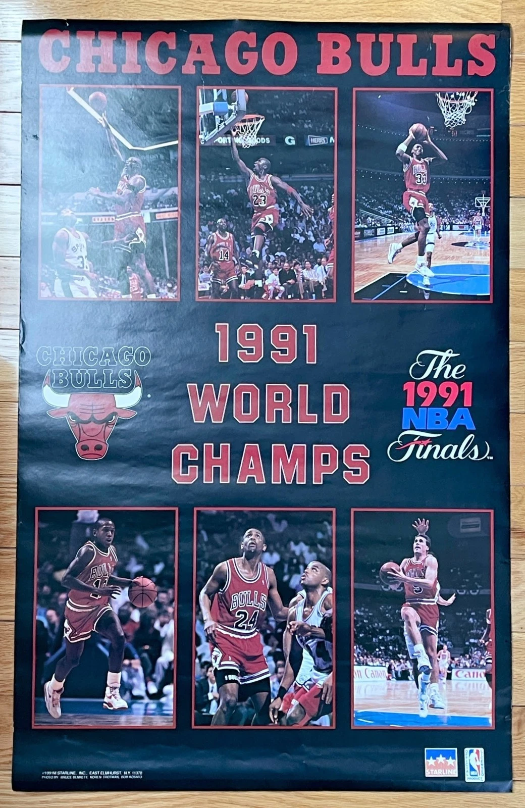 Chicago Bulls 1991 NBA World Champs Starline poster with Michael Jordan image 1