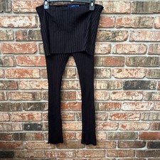 Simon Miller Rib Black Skirted Leggings Fold Over Size Large Stretch Comfort EUC