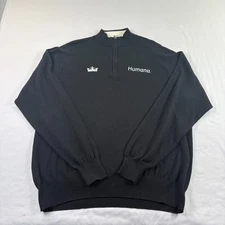 Peter Millar Sweater Mens Large Black Golf 1/4 Zip Pullover Luxury Blend Stretch