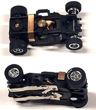 2 Auto World X-Traction Slot Car Chassis - Chrome Wheels - Good Year on Rear- AW