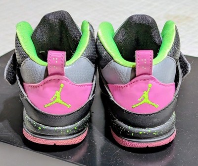Air Jordan Cool Grey Lime Pink Baby Toddler Size 7C Sneakers Girls Boys Unisex 