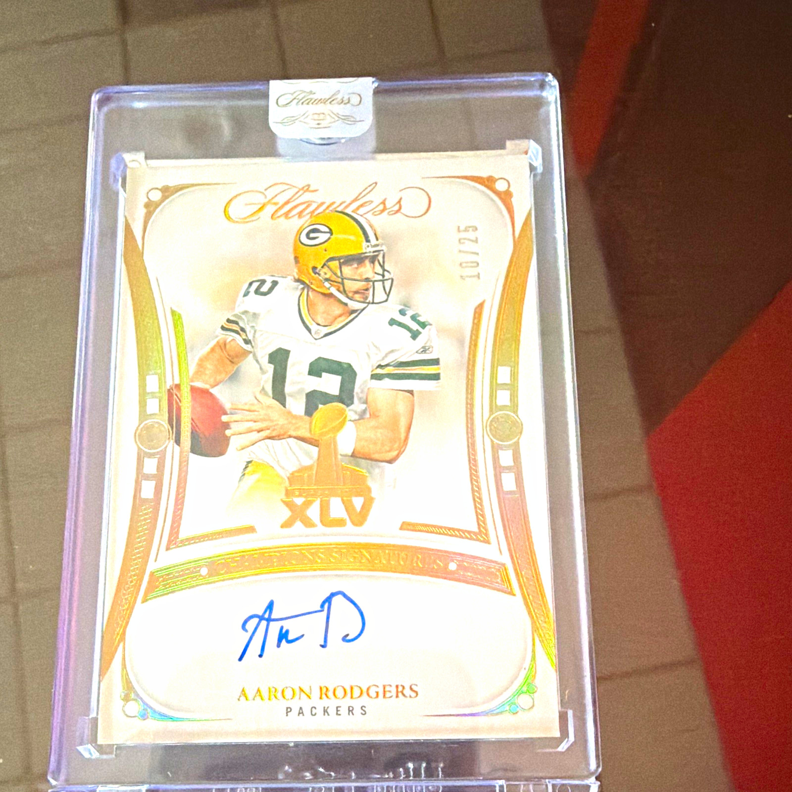 Panini Flawless 2025 Aaron Rodgers Packers Champions Signatures Auto CH-ARS /25 view 1
