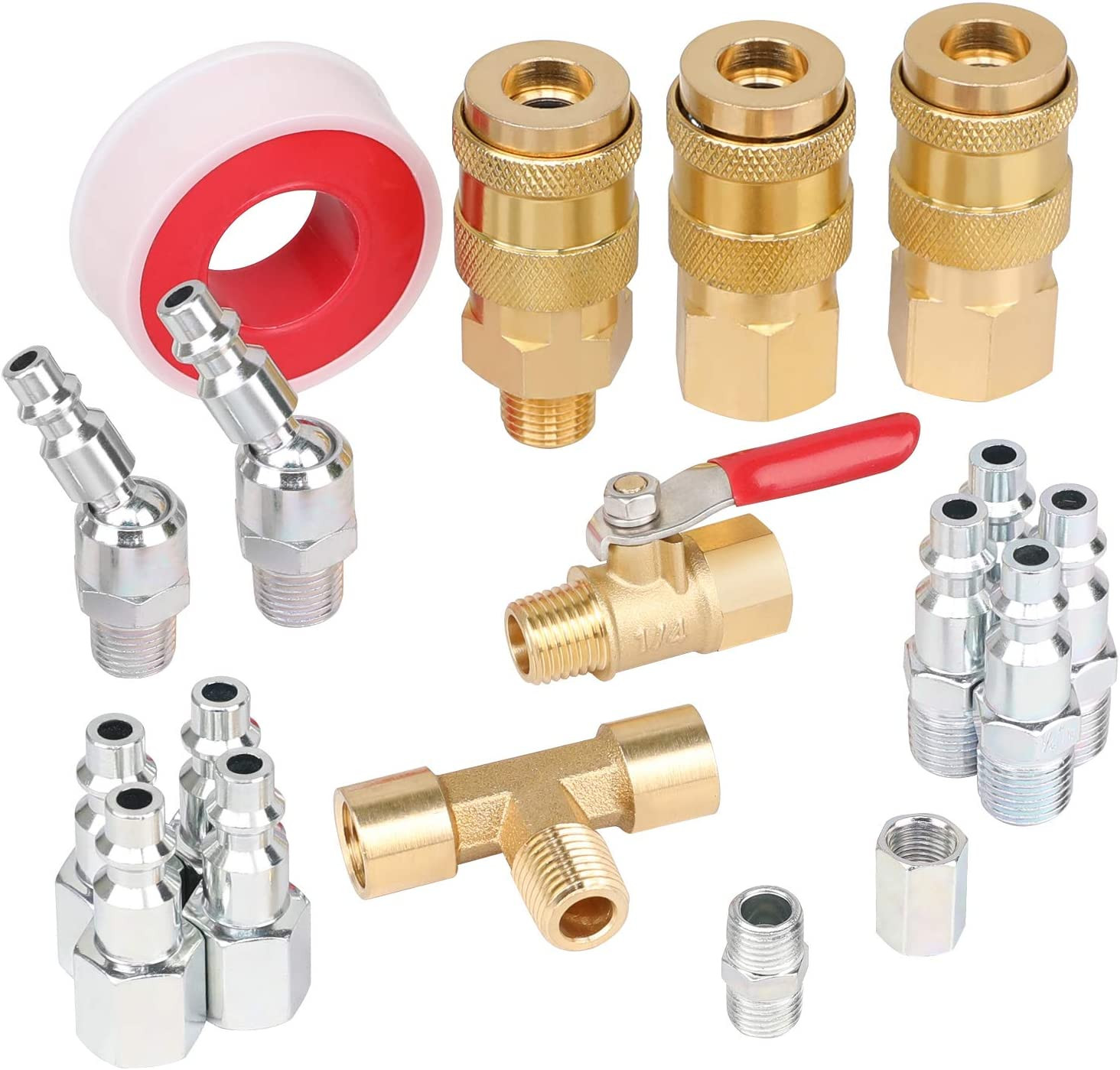18 Pieces Air Coupler and Plug Kit, 1/4-Inch NPT Air Hose Fittings and Compresso