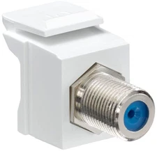 Leviton 41084-FWF F-Connector 1.24" White Nickel Plated Female-Female Snap-In