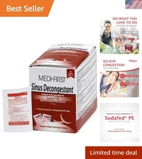 100 Packets of Medi-First Non-Drowsy Sinus Decongestant for Colds & Allergies