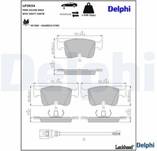 Delphi LP3934 Bremsbelagsatz für Scheibenbremse Bremsbelagsatz 
