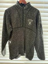 Las Vegas Raiders Quarter Zip Pullover Shirt Men Size L NFL Football Antigua BLK