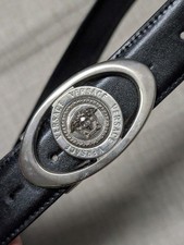 vintage ITALY made VERSACE buckle belt MEDUSA black leather CHROME metal BLING