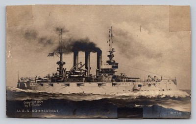 Postcard  Rotograph USS Connecticut Great White Fleet P616