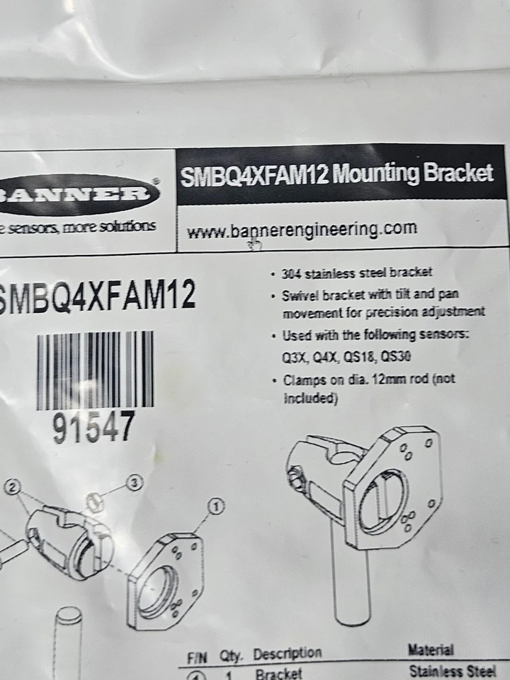 BANNER ENGINEERING SMBQ4XFAM12 / SMBQ4XFAM12 (NEW IN BOX) - Image 3 of 4