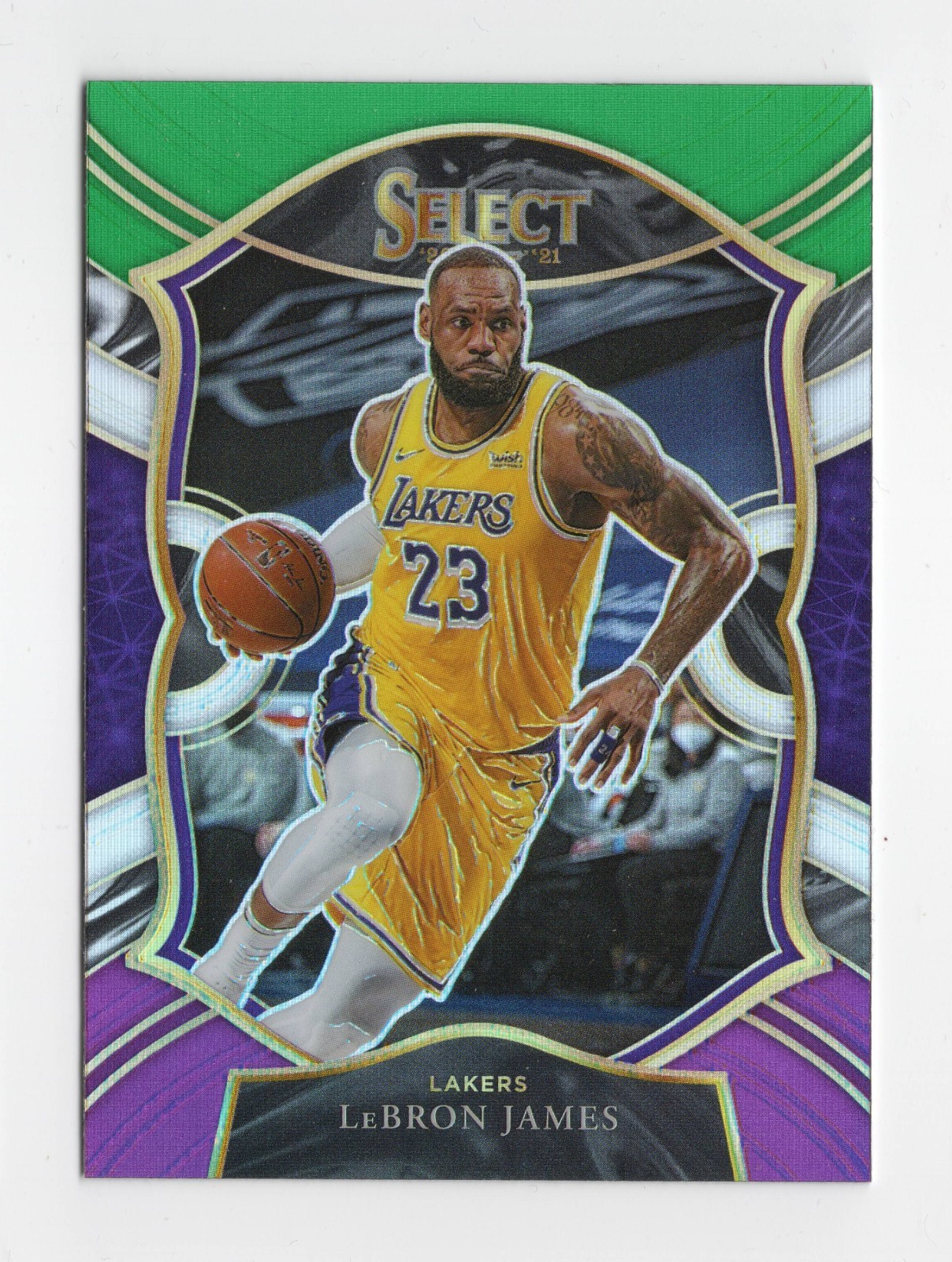 LeBRON JAMES - 2020-21 Select Green White Purple Prizm #23 Los Angeles Lakers