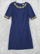 Eliza J Dress 4 Blue Jewel Embellished Sheath Career Cocktail Event Evening Navy