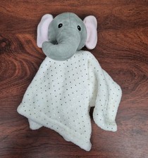 Lila Jack Gray Elephant Plush Baby Blanket Security Lovey White with Gold Dots