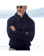 Guide Boat Co The Mariner Wool Shawl Collar Sweater Made In England Mens L