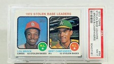 1973 Topps #64 Lou Brock Bert Campaneris 1972 Stolen Base Leaders PSA 7